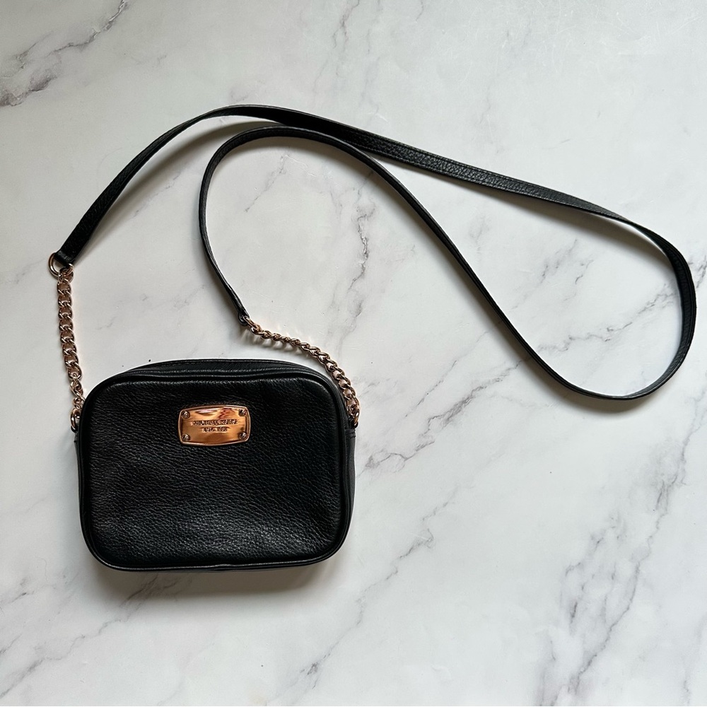 Michael Kors Black Leather Crossbody Bag